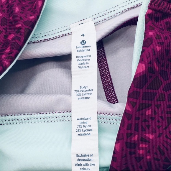 Lululemon Women’s Shorts Size 4 Speed Track Short Paradise Geo Print Plum - Picture 6 of 11